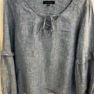 Sanctuary Women's Chambray Linen Blue Blouse SZ Small